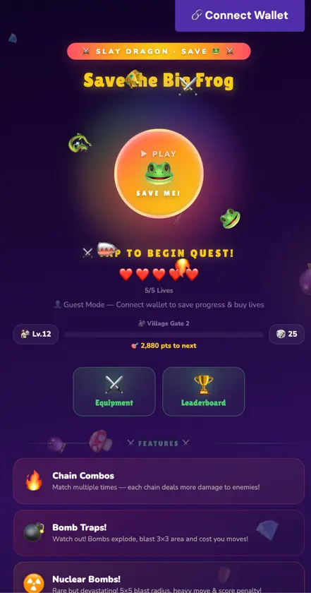 Save The Big Frog - Match-3 Puzzle screenshot 1