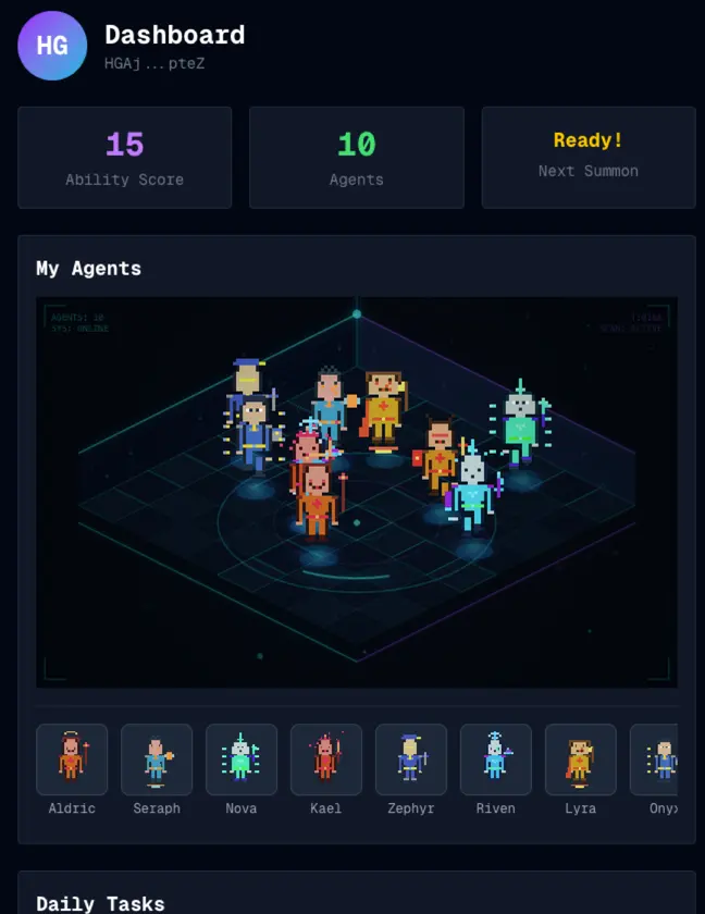 Level Up by Yourself - AI Agent RPG on Solana screenshot 1