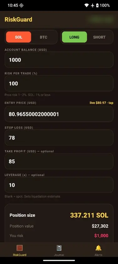 RiskGuard screenshot 1