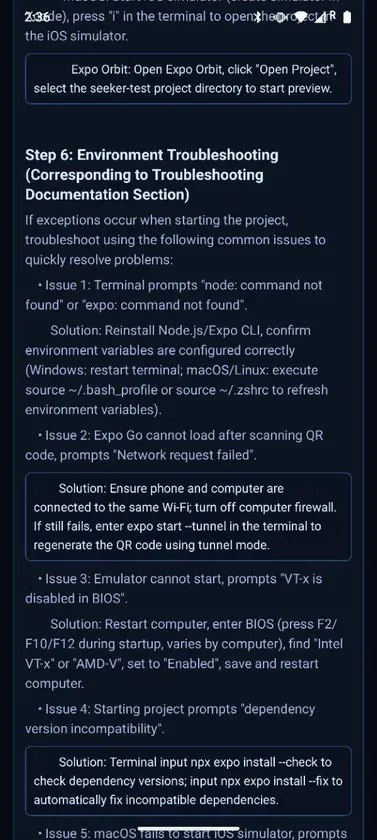 seeker dev setup screenshot 2