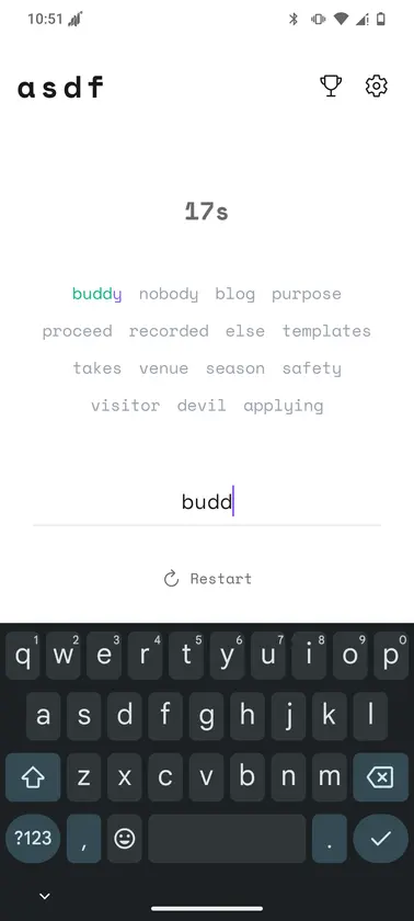 asdf: Typing Speed Test screenshot 2