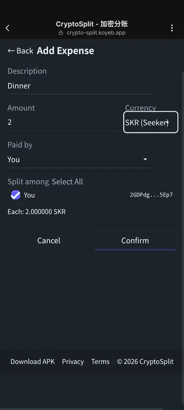 CryptoSplit screenshot 2